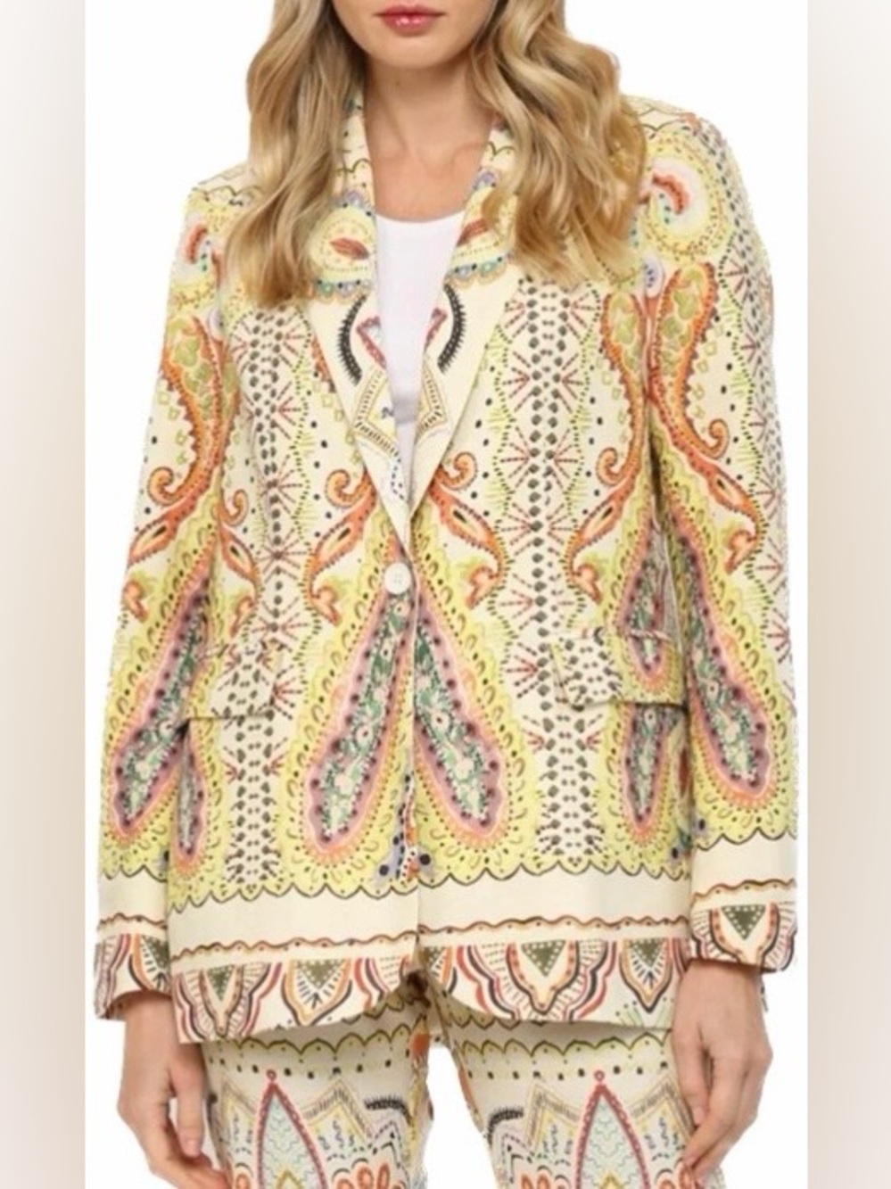 Two Piece Set Paisley Blazer and Wide Leg Pant, Sz M, fits like S, 30” inseam